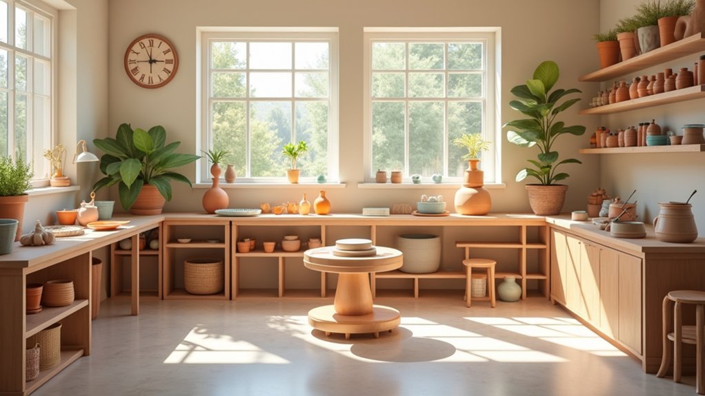 accessible pottery workspace setup