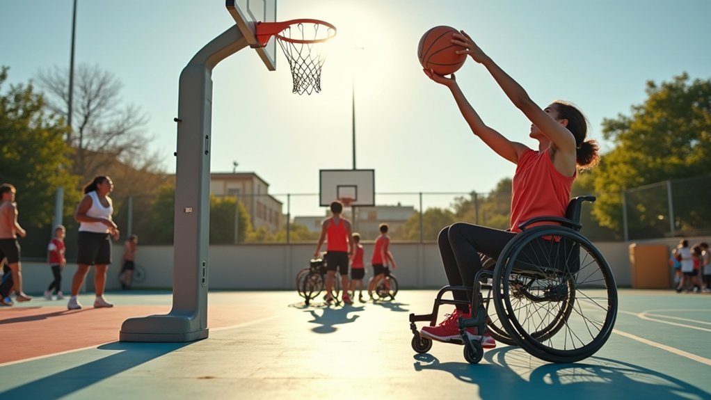 inclusive adjustable basketball hoops