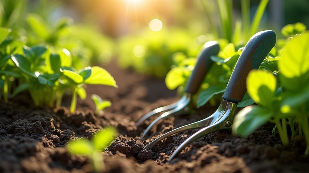 thumb operated weeding tools